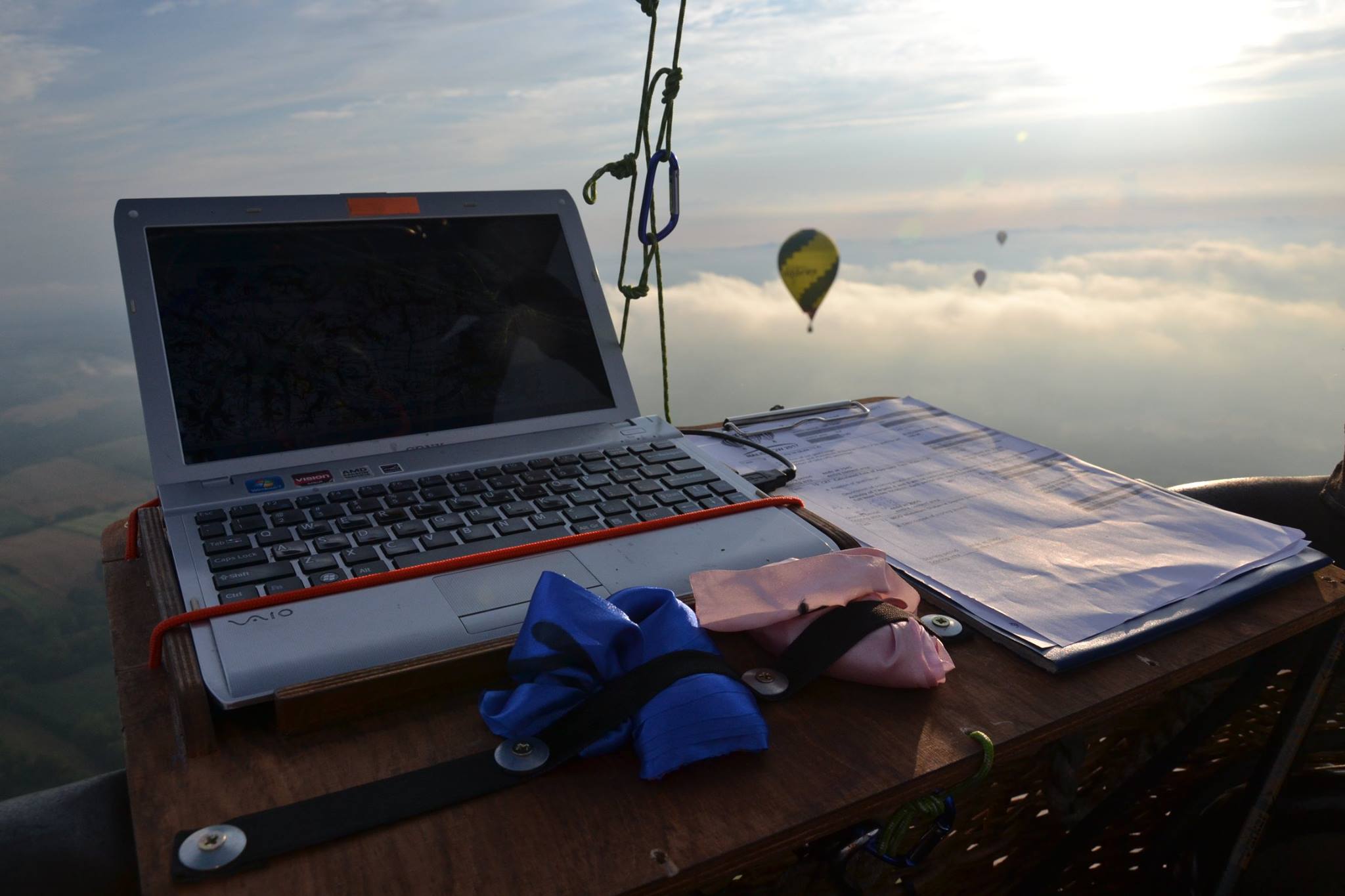 Computer with markers and task list