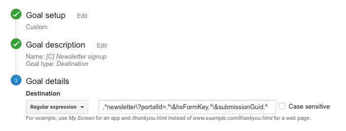 Newsletter signup goal inline